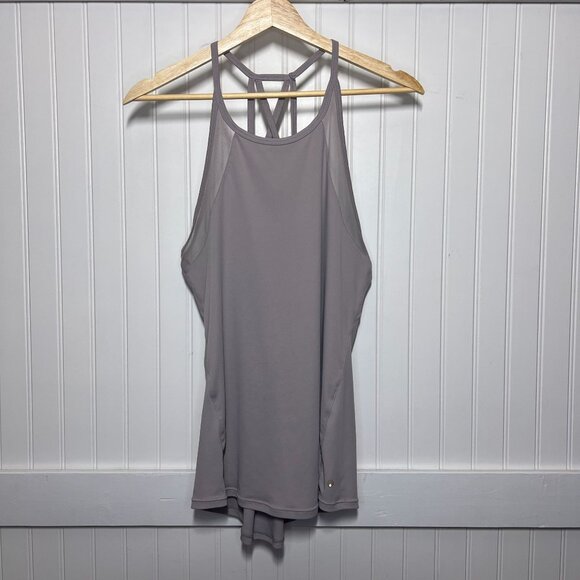 Layer 8 Gray Tank Top Women's Athletic Workout High Neck Mesh Side Activewear - Picture 1 of 8
